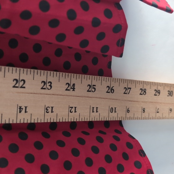 New With Tags New York & Company Red Polka Dot Blouse Vintage Vibe Size Large - Picture 10 of 12